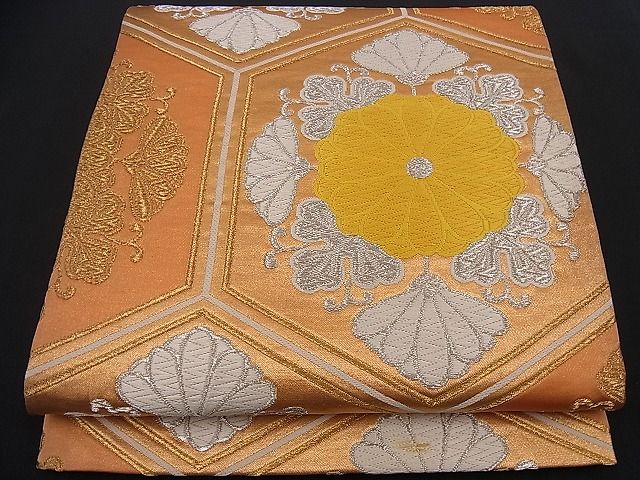 平和屋着物■六通柄袋帯 唐織 亀甲草花文 金銀糸 逸品 n-if1214