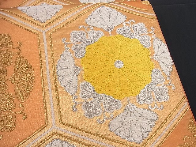 平和屋着物■六通柄袋帯 唐織 亀甲草花文 金銀糸 逸品 n-if1214