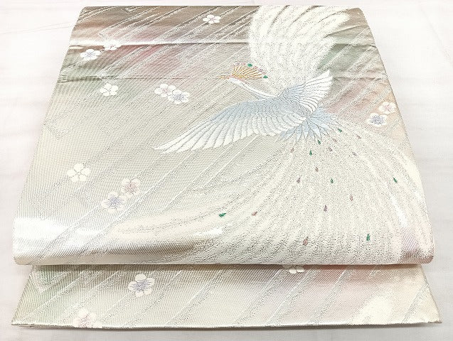 平和屋着物◎六通柄袋帯 孔雀文 金銀糸 正絹 逸品 BAAX5204qw