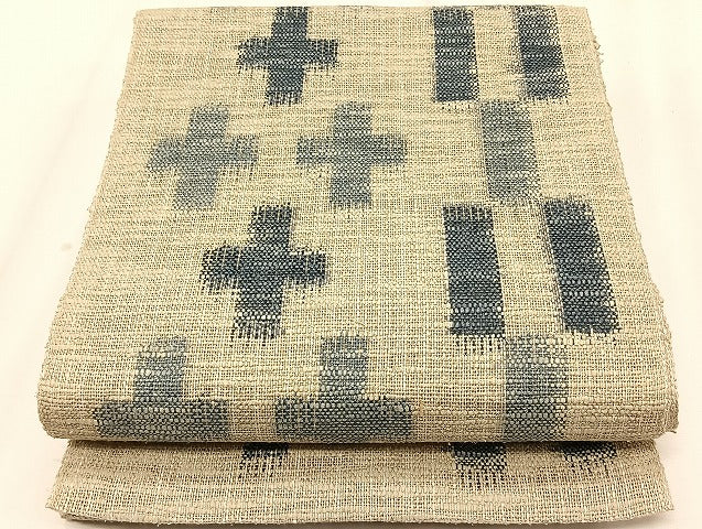 平和屋着物*夏物 八寸名古屋帯 藍 幾何学文様 正絹 逸品 CABK1249fb