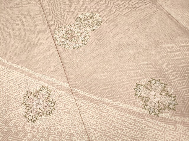平和屋着物▼中国三大刺繍 スワトウ刺繍 汕頭刺繍 訪問着 絞り 正倉院 金糸 正絹 逸品 DABI7062fe