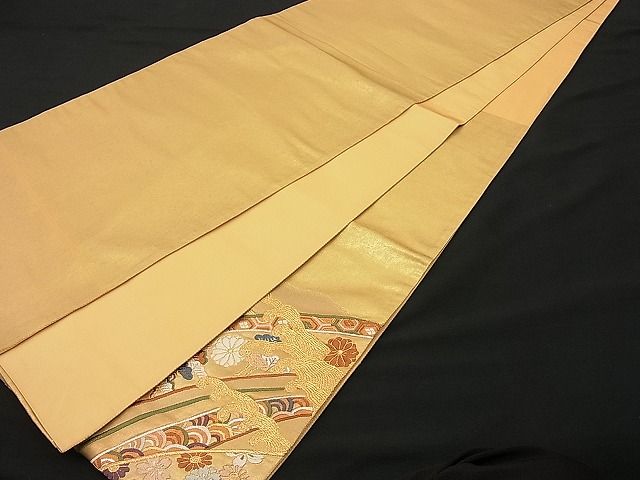 平和屋着物■六通太鼓柄袋帯 唐織 立波吉祥花文 金銀糸 逸品 n-ip0194