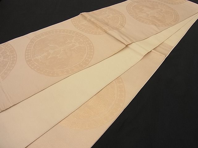 平和屋着物■六通柄 本袋帯 向かい動物丸文 金糸 逸品 n-ip0248