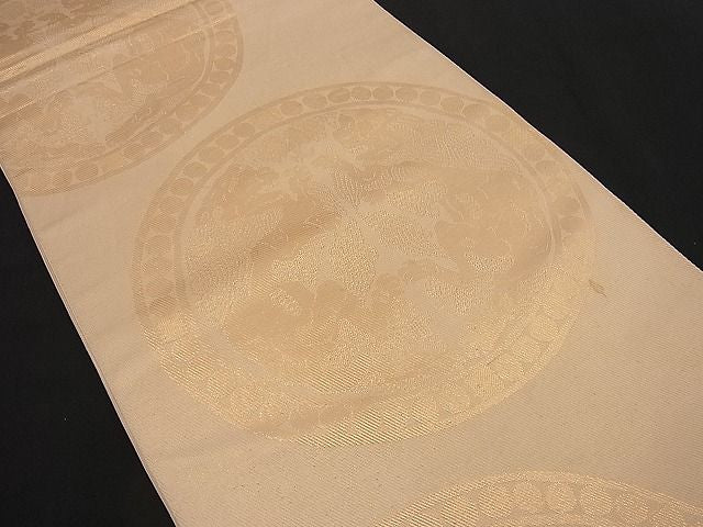 平和屋着物■六通柄 本袋帯 向かい動物丸文 金糸 逸品 n-ip0248