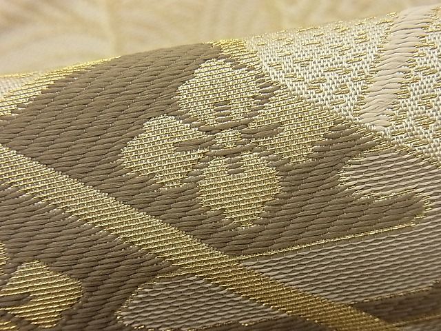 平和屋着物■六通柄袋帯 唐織 熨斗御所車吉祥文 金糸 n-ip0266