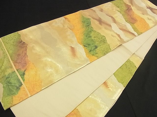 平和屋着物■六通柄袋帯 遠山文 金糸 逸品 n-iz1558
