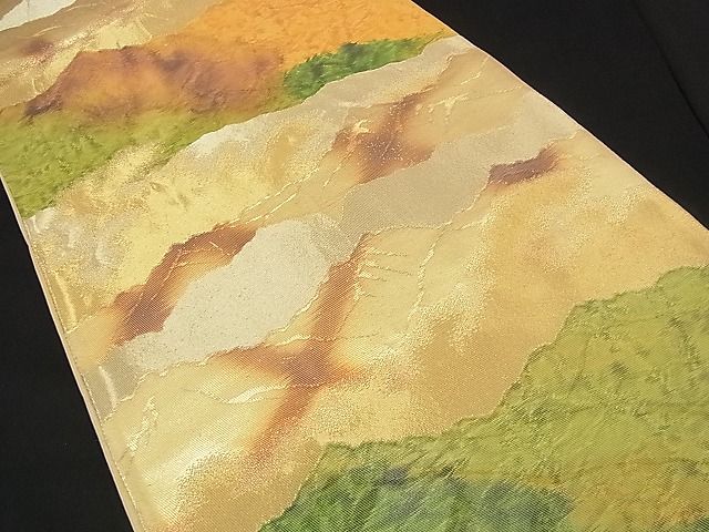 平和屋着物■六通柄袋帯 遠山文 金糸 逸品 n-iz1558