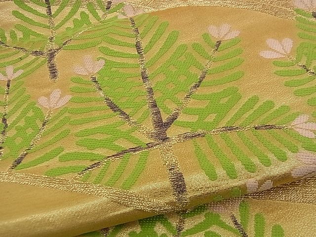 平和屋着物■六通柄袋帯 唐織 地紙竹松文 金糸 逸品 n-iz1562
