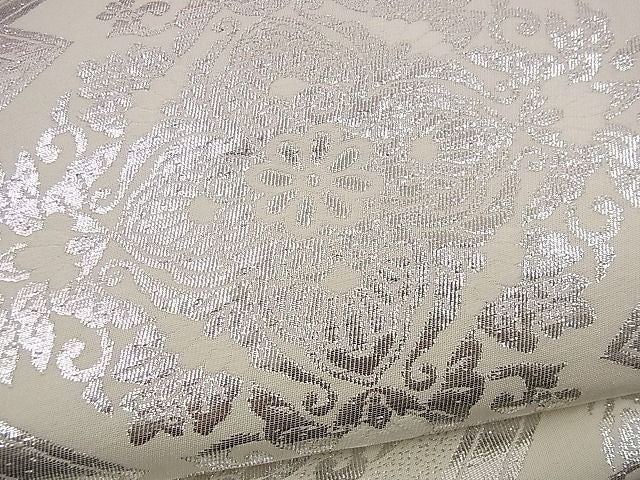 平和屋着物■六通柄袋帯 松皮菱吉祥花文 銀糸 逸品 n-iz1595