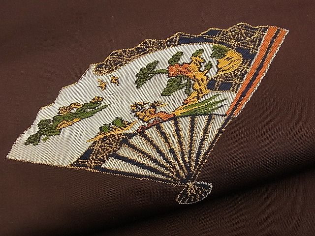 平和屋着物■太鼓柄袋帯 扇面吉祥花鳥文 金糸 逸品 n-iz1642