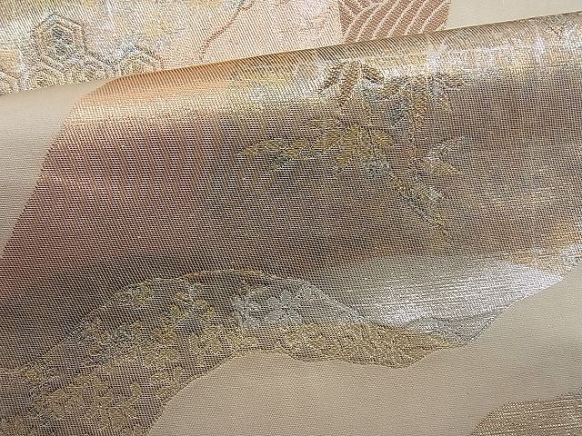 平和屋着物■六通柄袋帯 道長草花文 金銀糸 逸品 n-je1024
