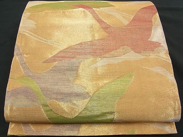 平和屋着物■佐賀錦 六通柄袋帯 飛鶴文 金糸 逸品 n-je1513