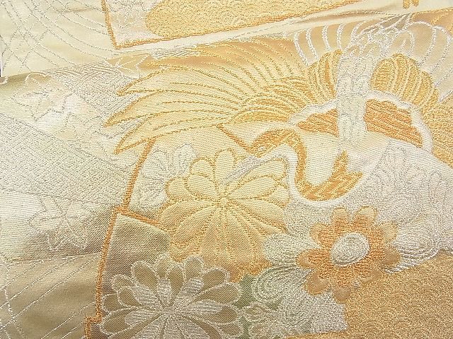 平和屋着物■六通柄袋帯 飛鶴扇面花文 金銀糸 逸品 n-je1515