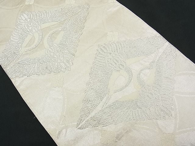 平和屋着物■六通柄袋帯 唐織 向かい鶴菱文 銀糸 逸品 n-je1520