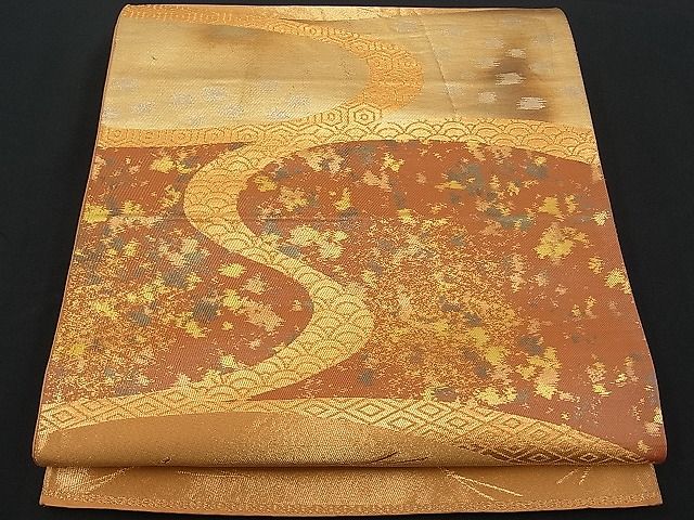 平和屋着物■六通柄袋帯 流水吉祥溢れ松葉文 金銀糸 逸品 n-je1537