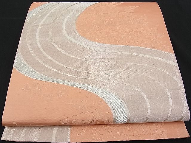 平和屋着物■六通柄袋帯 流水梅花文 銀糸 逸品 n-je1574