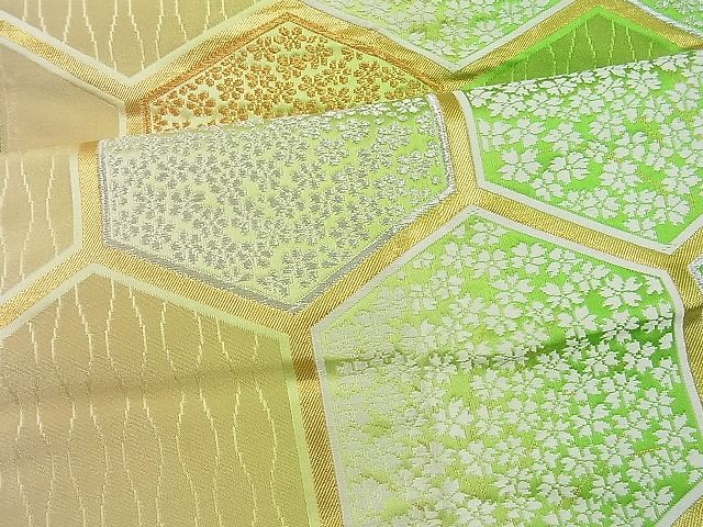 平和屋着物■六通柄袋帯 唐織 亀甲立涌花文 金銀糸 逸品 n-je1578