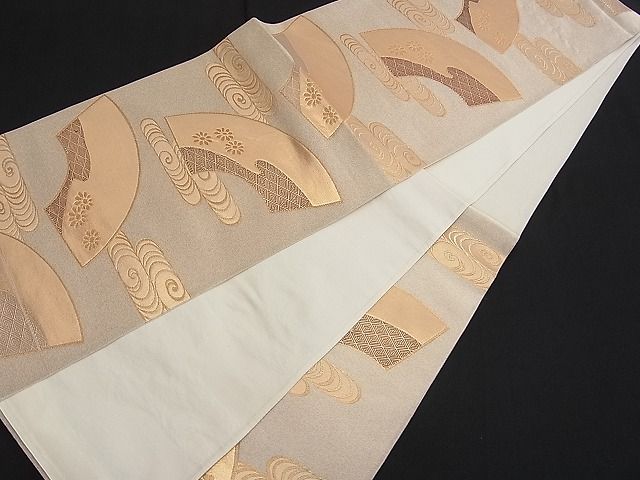 平和屋着物■六通柄袋帯 観世水地紙花文 金糸 逸品 n-je1583