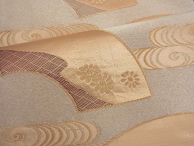 平和屋着物■六通柄袋帯 観世水地紙花文 金糸 逸品 n-je1583