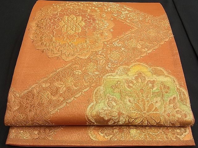 平和屋着物■六通柄袋帯 吉祥花文 金糸 逸品 n-je1605
