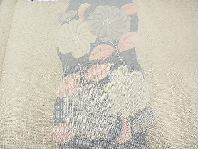 平和屋着物■太鼓柄袋帯 綴れ 草花文 銀糸 逸品 n-je1710
