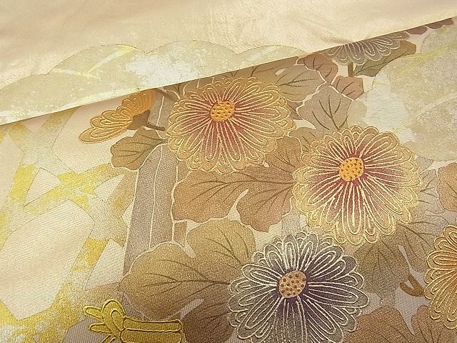 平和屋着物■六通太鼓柄袋帯 籬芝草菊文 金銀彩 逸品 n-je1738