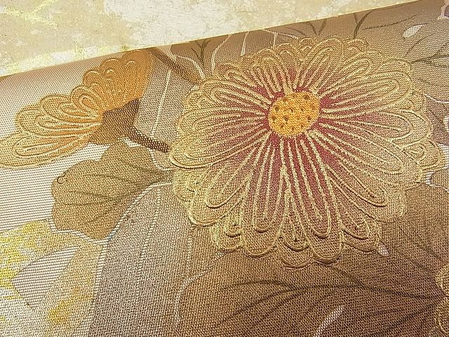 平和屋着物■六通太鼓柄袋帯 籬芝草菊文 金銀彩 逸品 n-je1738