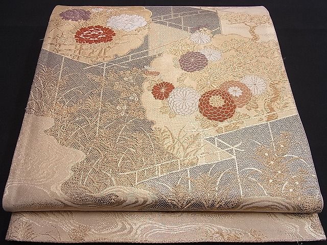 平和屋着物■九百佐賀錦 六通柄袋帯 唐織 蒔絵 金糸 逸品 n-je1873