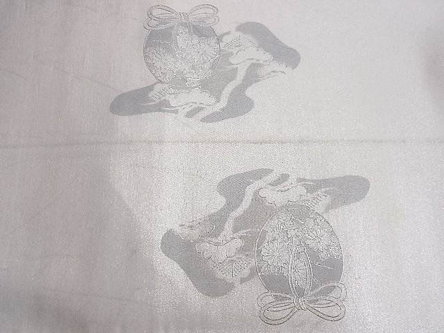 平和屋着物■六通太鼓柄袋帯 作家物 陶器花松文 金彩 逸品 n-je1874