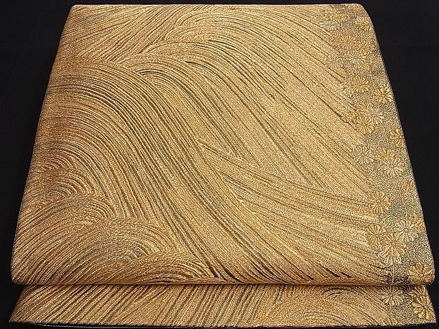 平和屋着物■六通柄袋帯 立波花間道 金糸 逸品 n-je1903
