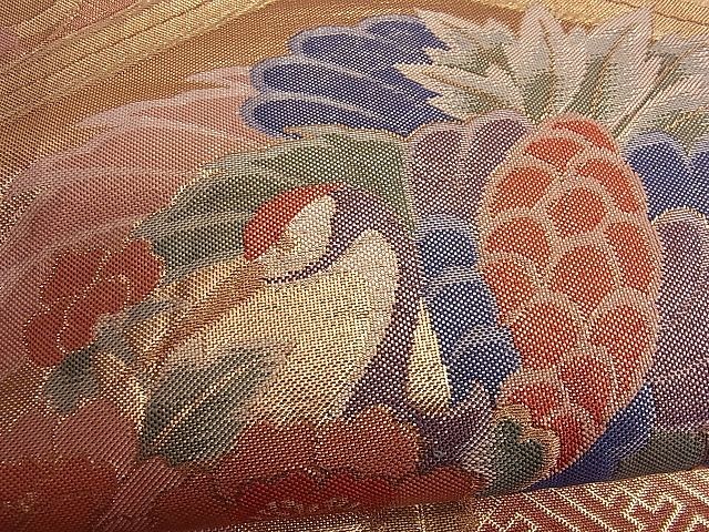 平和屋着物■本佐賀錦 六通柄袋帯 亀甲飛鶴花文 金糸 逸品 n-je1906