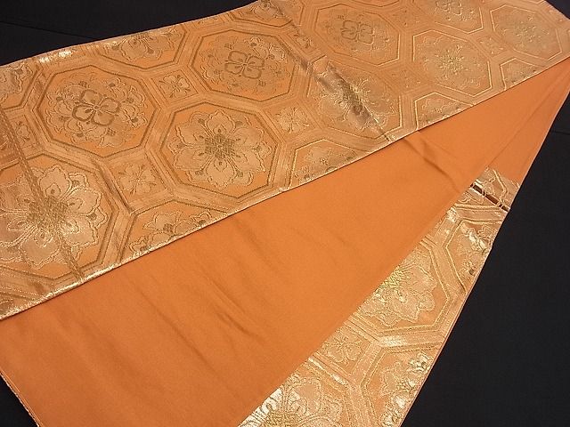 平和屋着物■六通柄袋帯 織工花文 金糸 逸品 n-je1912