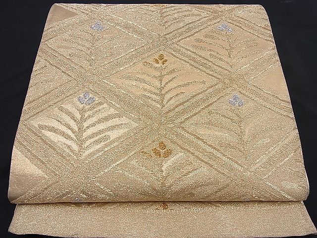 平和屋着物■六通柄袋帯 菱松葉文 金銀糸 逸品 n-je2188