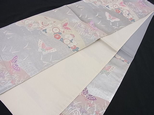 平和屋着物■六通柄袋帯 唐織 舞蝶流水花文 金銀糸 逸品 n-je2378