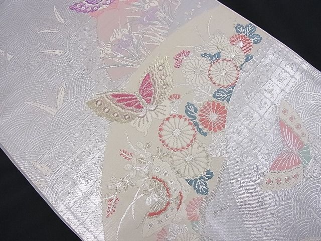 平和屋着物■六通柄袋帯 唐織 舞蝶流水花文 金銀糸 逸品 n-je2378