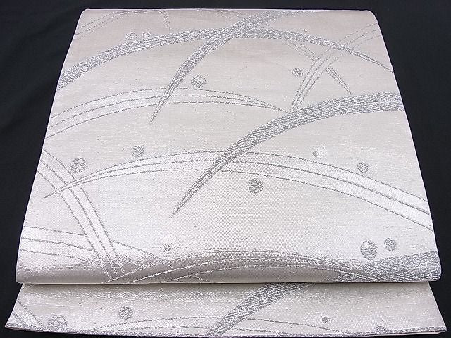 平和屋着物■六通柄袋帯 梅雨芝文 銀糸 逸品 n-je2390