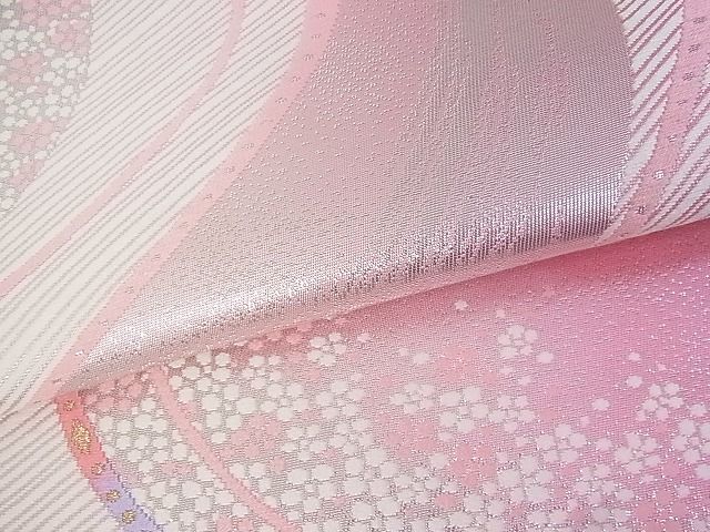 平和屋着物■六通柄袋帯 唐織 流水花文 金銀糸 逸品 jm2220