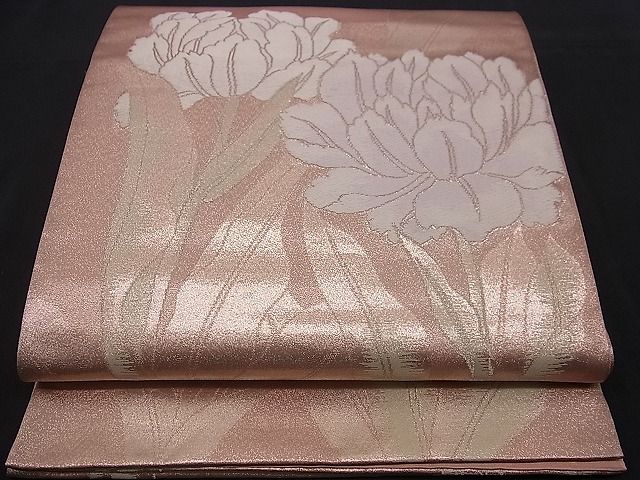 平和屋着物■六通柄袋帯 唐織 草花文 銀糸 逸品 n-jx0127