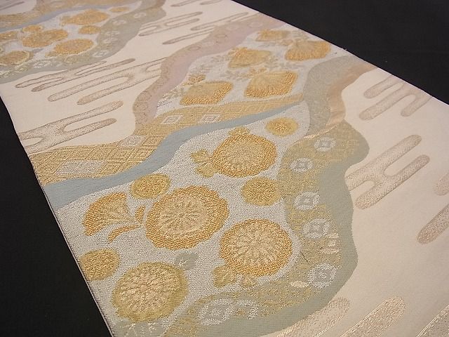 平和屋着物■六通柄袋帯 道長吉祥草花文 金銀糸 逸品 n-jx0354