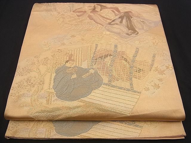 平和屋着物■六通柄袋帯 源氏物語 金糸 逸品 n-jx0422