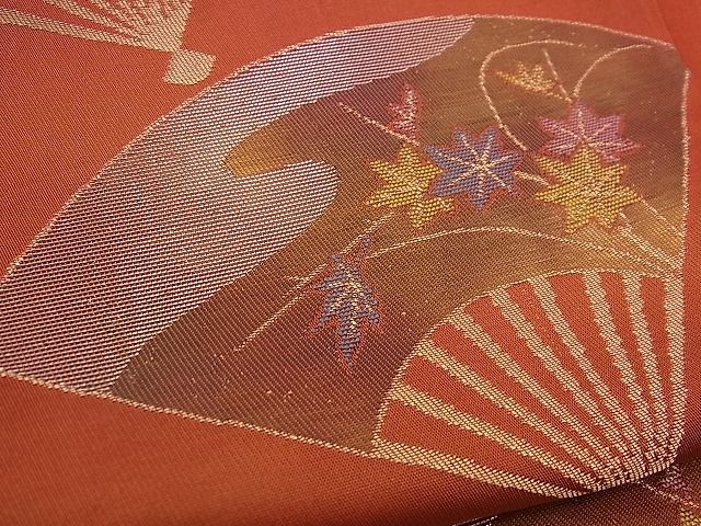 平和屋着物■六通柄袋帯 扇面吉祥花文 金銀糸 逸品 n-jx0444