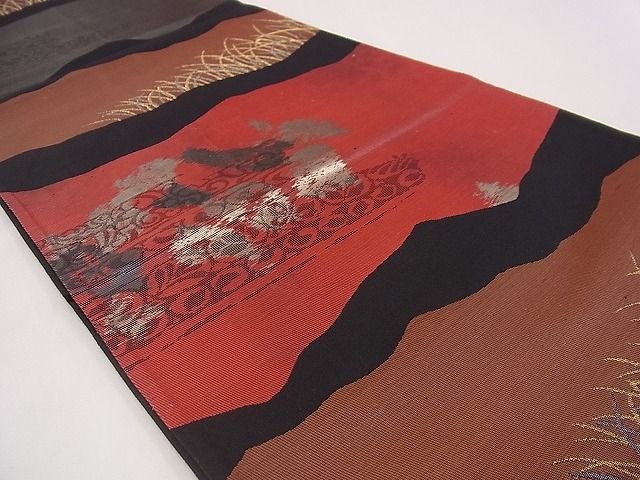 平和屋着物■六通柄袋帯 遠山吉祥芝草文 金銀糸 逸品 n-jx0451