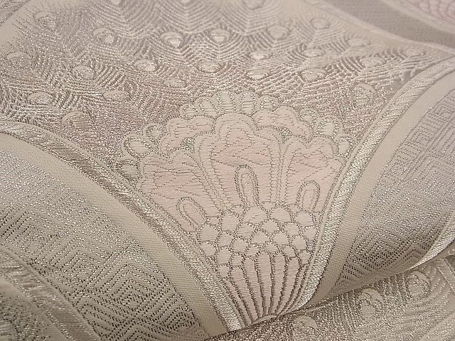 平和屋着物■六通柄袋帯 唐織 青海孔雀文 九百錦 プラチナ箔 逸品 n-jx0457