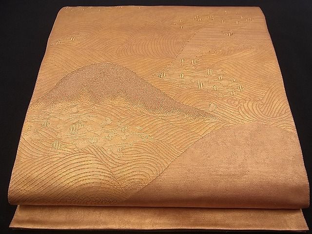 平和屋着物■六通太鼓柄袋帯 立波遠山箔散らし 金糸 引箔 逸品 n-jx0472