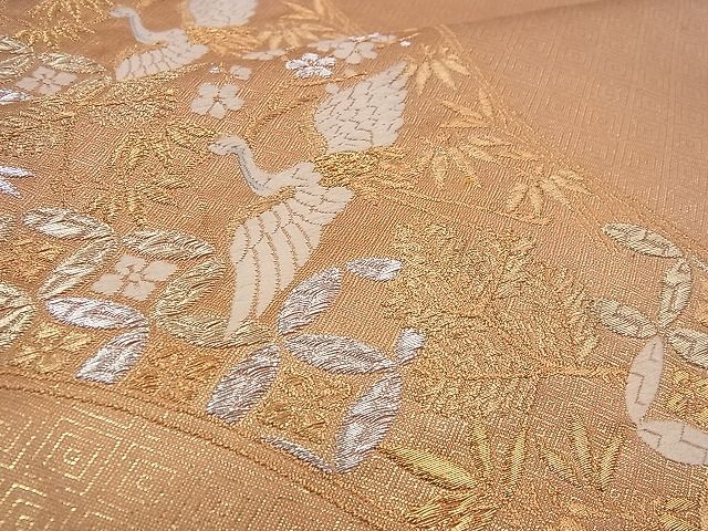 平和屋着物■佐賀錦 六通柄袋帯 松竹梅 飛鶴吉祥文 金銀糸 逸品 n-jx0493