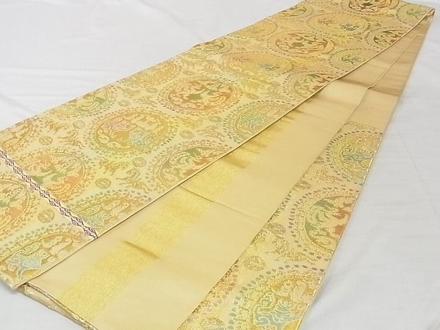平和屋本店■最高級 龍村平蔵製 六通柄 本袋帯 円文白虎朱雀錦 金銀糸 正絹 逸品 KAAA0813kk4 - 平和屋