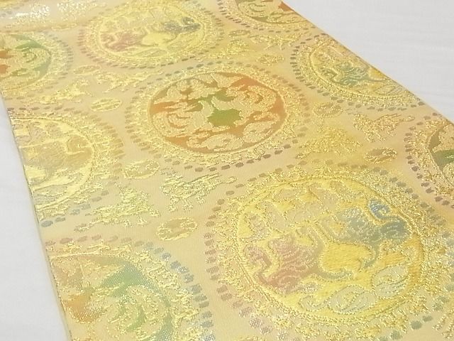 平和屋本店■最高級 龍村平蔵製 六通柄 本袋帯 円文白虎朱雀錦 金銀糸 正絹 逸品 KAAA0813kk4 - 平和屋