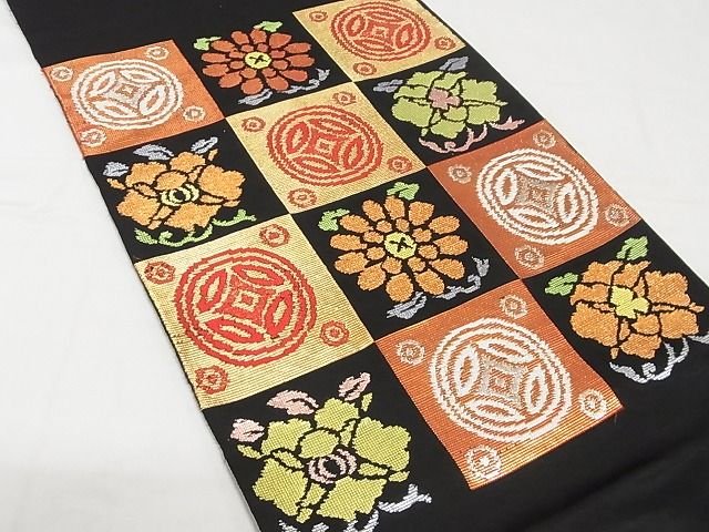 平和屋本店■最高級 龍村平蔵製 本袋帯 遠州錦 黒地 金銀糸 正絹 逸品 KAAA10276kk4 - 平和屋