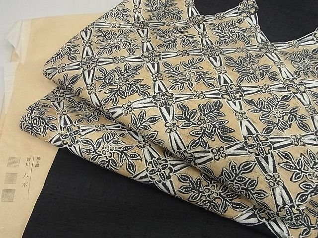 平和屋本店■極上 青山八木 九寸名古屋帯 紬地 バティック 花菱 たとう紙付き 正絹 逸品 KAAA10295kk4 - 平和屋