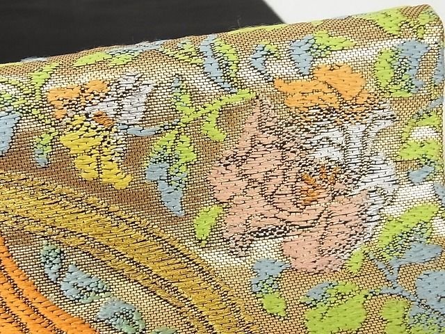 平和屋本店■極上 龍村美術織物 龍村製 六通柄 本袋帯 双鳳華文 黒地 金糸 正絹 逸品 KAAA10327kk4 - 平和屋